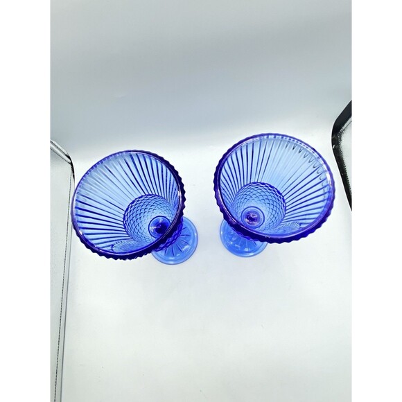 George Washington Fostoria Avon Bicentennial Wine Goblets (Set of 2) Cobalt Blue - Picture 7 of 11